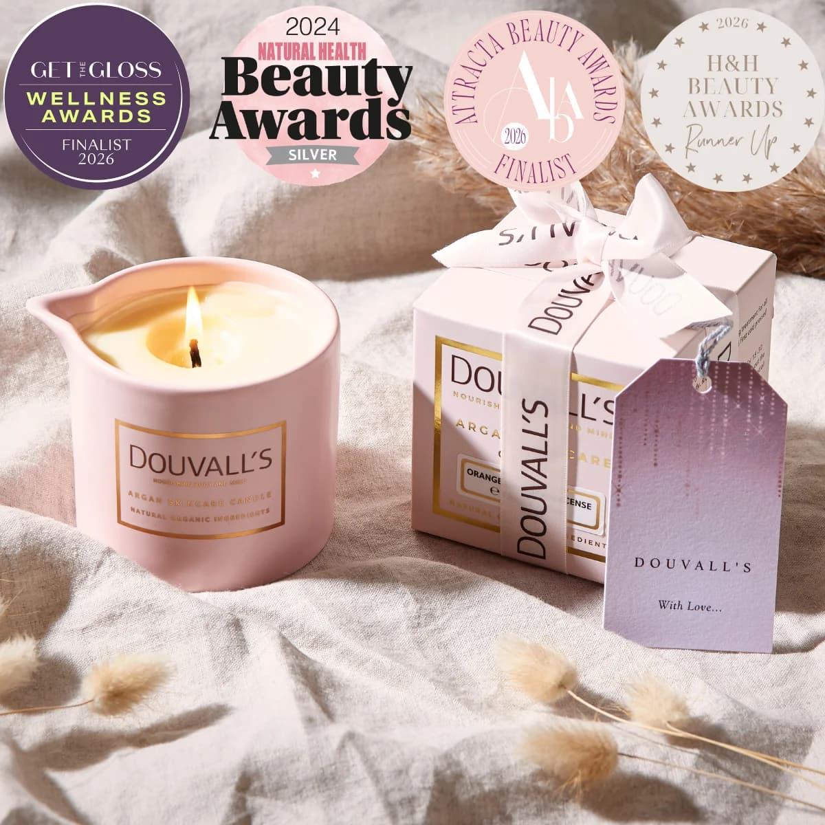 Organic Argan Skincare Candle, Orange & Frankincense 180g | Intensely Nourishing Body Treatment